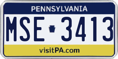 PA license plate MSE3413