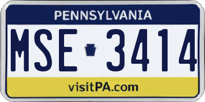 PA license plate MSE3414