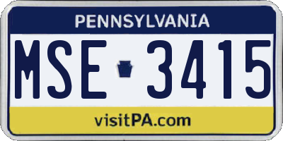 PA license plate MSE3415