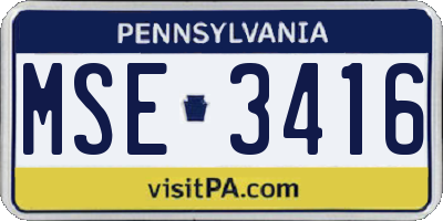 PA license plate MSE3416