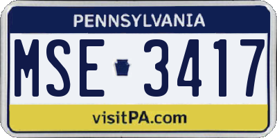 PA license plate MSE3417