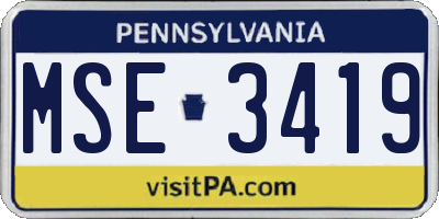 PA license plate MSE3419