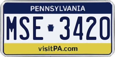 PA license plate MSE3420