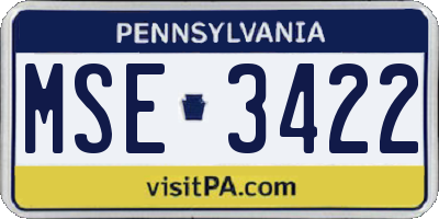 PA license plate MSE3422