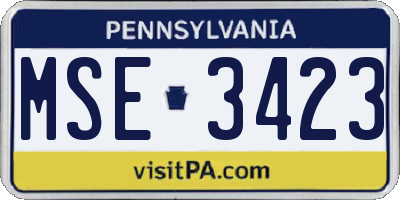 PA license plate MSE3423