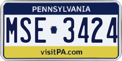 PA license plate MSE3424