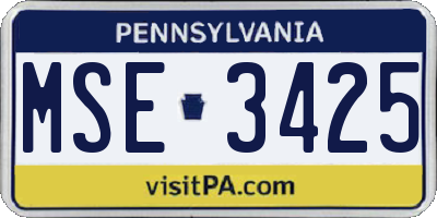 PA license plate MSE3425