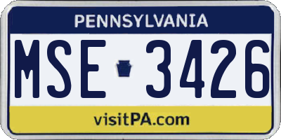 PA license plate MSE3426