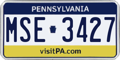 PA license plate MSE3427