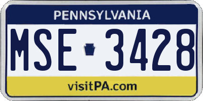 PA license plate MSE3428