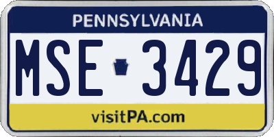 PA license plate MSE3429