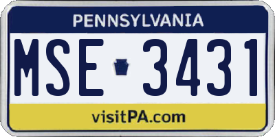 PA license plate MSE3431