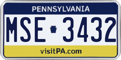 PA license plate MSE3432