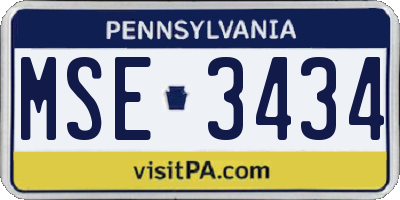 PA license plate MSE3434