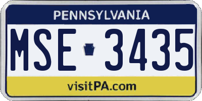PA license plate MSE3435
