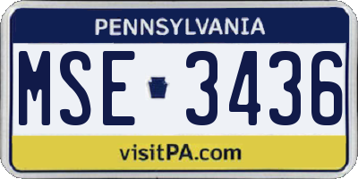 PA license plate MSE3436