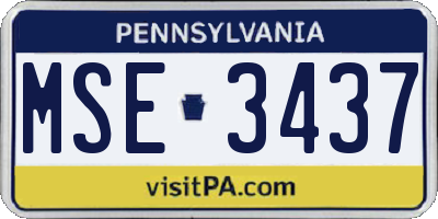 PA license plate MSE3437