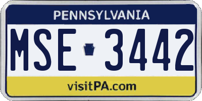 PA license plate MSE3442