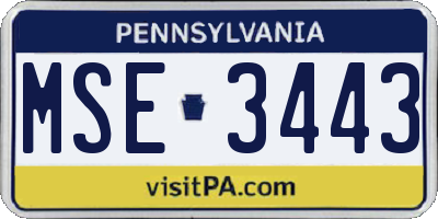 PA license plate MSE3443