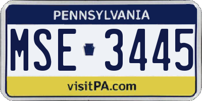 PA license plate MSE3445