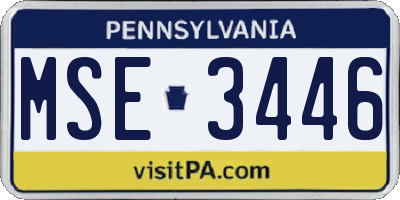 PA license plate MSE3446
