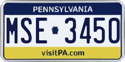 PA license plate MSE3450