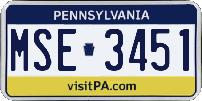 PA license plate MSE3451