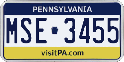 PA license plate MSE3455