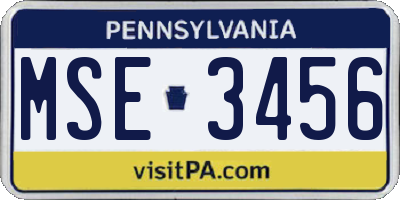 PA license plate MSE3456