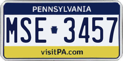 PA license plate MSE3457