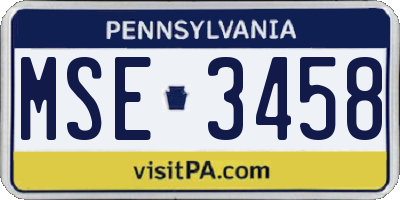 PA license plate MSE3458