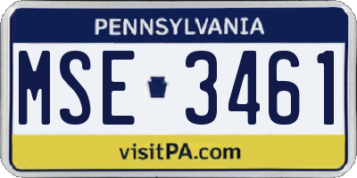 PA license plate MSE3461