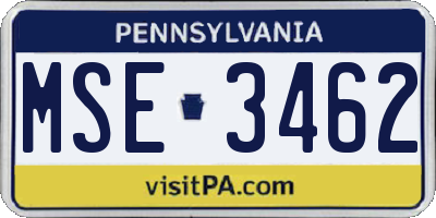 PA license plate MSE3462