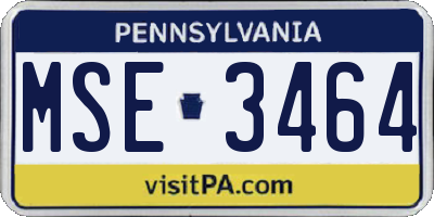 PA license plate MSE3464