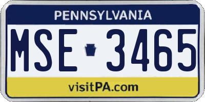 PA license plate MSE3465