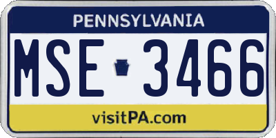 PA license plate MSE3466