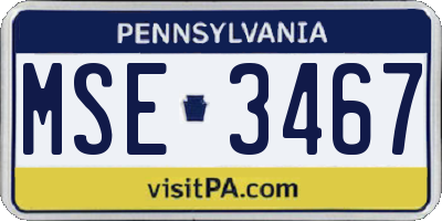 PA license plate MSE3467