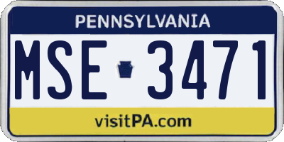 PA license plate MSE3471