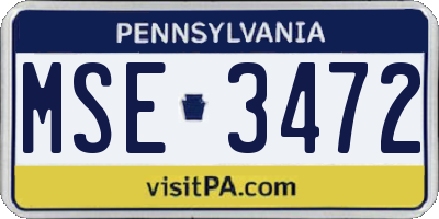 PA license plate MSE3472