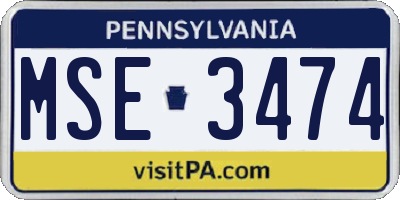 PA license plate MSE3474