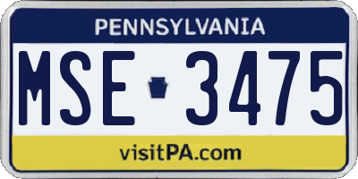 PA license plate MSE3475