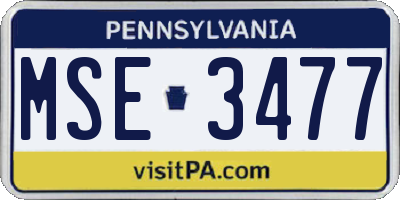 PA license plate MSE3477
