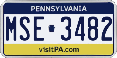 PA license plate MSE3482