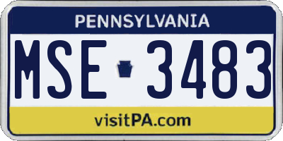 PA license plate MSE3483
