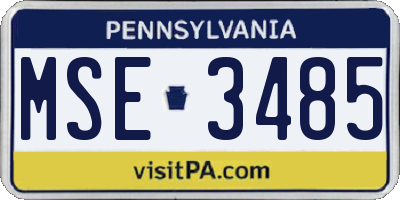 PA license plate MSE3485