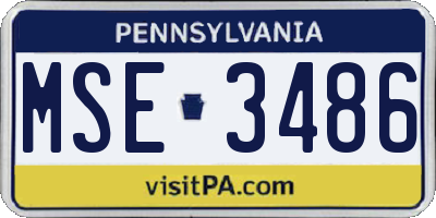 PA license plate MSE3486