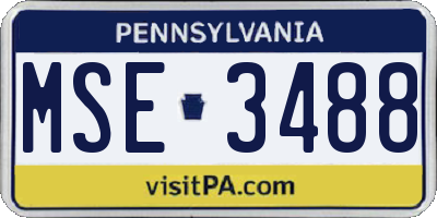 PA license plate MSE3488
