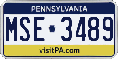 PA license plate MSE3489