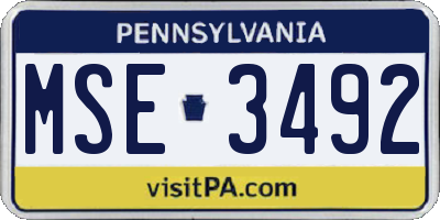 PA license plate MSE3492