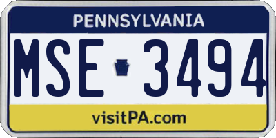 PA license plate MSE3494